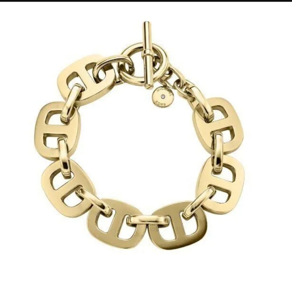 Michael Kors Heritage Maritime Chain Link Toggle Bracelet Gold Tone Heavy NWT - Picture 15 of 15